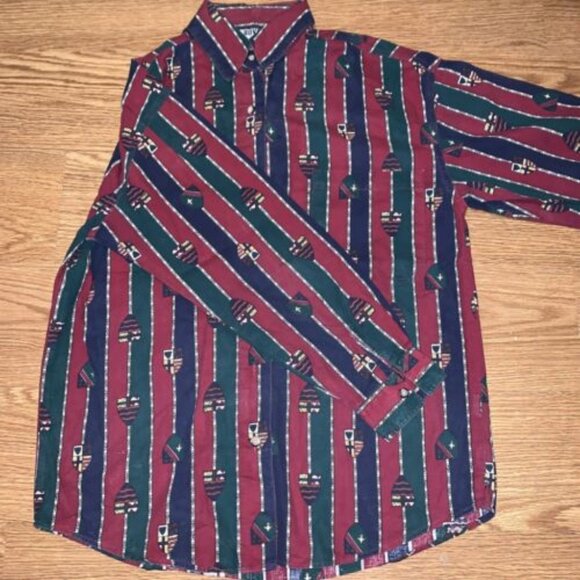 Red Rover Men’s Button Down Long Sleeve Shirt Red Green Size Small - Picture 1 of 9